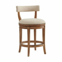 Alaterre Furniture Hanover Swivel Low Back Counter Height Bar Wood Stool, Weathered Brown and Beige