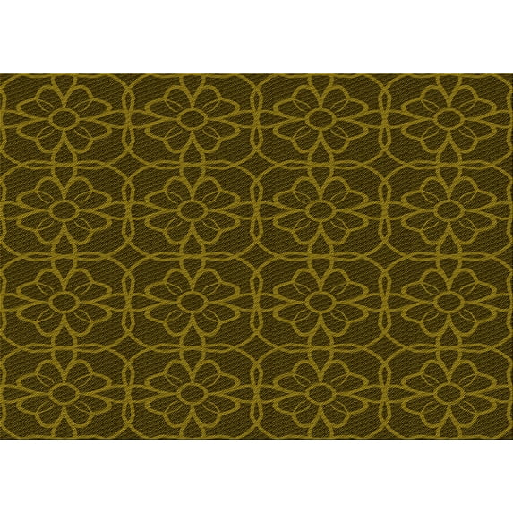 Ahgly Company Indoor Rectangle Patterned Dark Yellow Green Area Rugs, 6' x 9'