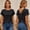 Black, variant on Womens Backless T Shirt Cross Back Design Short Sleeve Solid Color Tops for Casual Summer Wear and Trendy Streetwear Looks