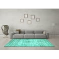 thumbnail image 3 of Ahgly Company Machine Washable Indoor Square Persian Turquoise Blue Traditional Area Rugs, 7' Square, 3 of 4