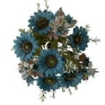 thumbnail image 2 of Artificial Flower Sunflower Bouquet Fake Fall Flowers 16.5" Vintage Sunflowers with Stem Rustic Farmhouse Faux Floral Arrangement for Home Decor Wedding Thanksgiving Halloween Decorations (Blue), 2 of 4