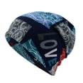 thumbnail image 2 of Womens Mens Beanie BWASD Casual Knit Slouchy Stretchy Soft Warm Beanie Letter Print for Hiking Camping Workout Navy Skull Caps Casual Outdoor Outfit One Size, 2 of 2