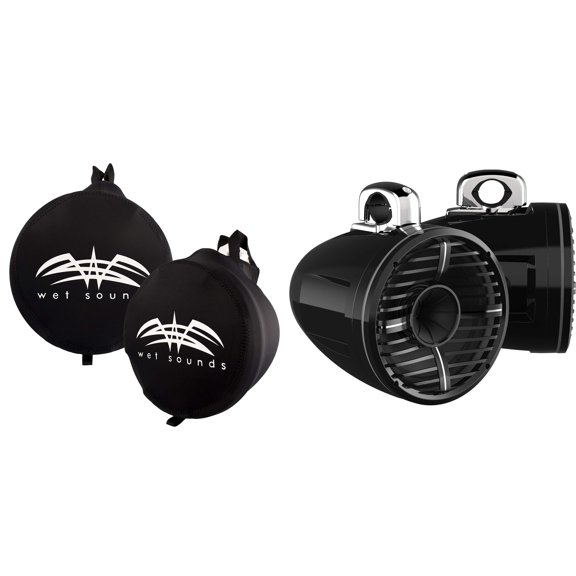 Wet Sounds REV-12-HD-XW-B-FC REV 12" Black HD Tower Speakers with XW Grille and TC3 Fixed Clamps with SUITZ-REV-12-HD Neoprene Protective Covers