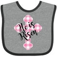 thumbnail image 3 of Inktastic He is Risen Pink Plaid Cross Boys or Girls Baby Bib, 3 of 4