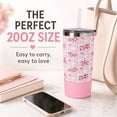 thumbnail image 4 of Biddlebee 20oz Insulated Stainless Steel Tumbler with Straw and Silicone Boot, Pink Roses, 4 of 10