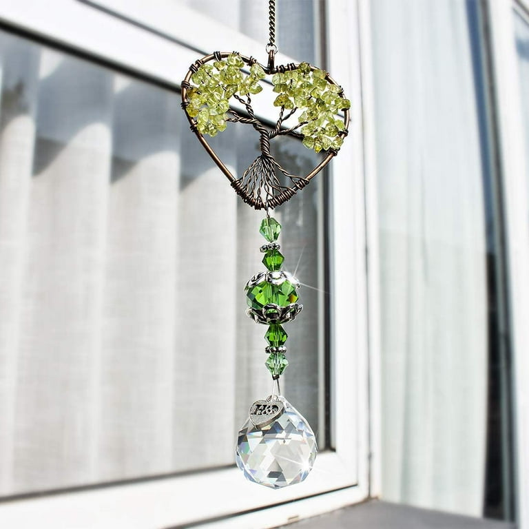 H&D HYALINE & DORA Sun Catcher Crystal Tree of Life Rainbow Maker Drops  Hang for Window, Home Decor, Car Charms
