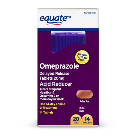 Equate Acid Reducer Omeprazole Delayed Release Tablets 20 mg, 14