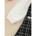 thumbnail image 6 of Bagilaanoe Toddler Baby Girls Patchwork Dress Long Sleeve Weave Edging Black White Line Plaid Elegant Dress 1T 2T 3T 4T 5T 6T Kids Party Dress, 6 of 7