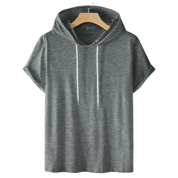 pstuiky Camisa de manga corta para hombre, Camiseta deportiva informal de manga corta con capucha y cuello redondo para hombre camisetas de hombre xxl