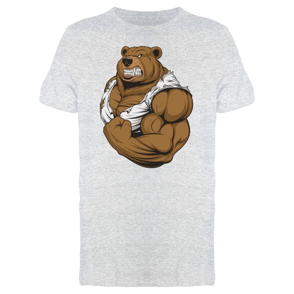 Strong Bear Showing Biceps T-Shirt Men -Image by Shutterstock, Male Small