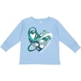 thumbnail image 3 of Inktastic Cervical Cancer Awareness Teal and White Ribbon Around Heart Boys or Girls Long Sleeve Toddler T-Shirt, 3 of 5