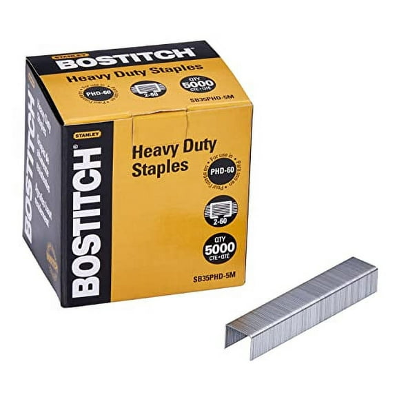 Bostitch Office Heavy Duty Premium Staples for PHD60 and PHD60R, 2-60 Sheets, 5,000 Per Box (SB35PHD-5M)