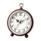 thumbnail image 2 of Reloj despertador vintage con diseño floral, silencioso y sin tictac | Pequeño reloj de escritorio con asa para dormitorio, oficina y decoración del hogar | Reloj de mesa analógico de cuarzo compacto, 2 of 6
