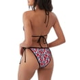 thumbnail image 4 of Salouo Palm Tree Pattern on Red Pattern Women's Sexy Bikini Set,String Two Piece Swimsuit V Neck Swimwear Self Tie Spaghetti Straps Bathing Suits -Medium, 4 of 6