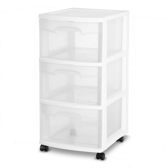 Sterilite 3 Drawer White Cart, 1 unit, White
