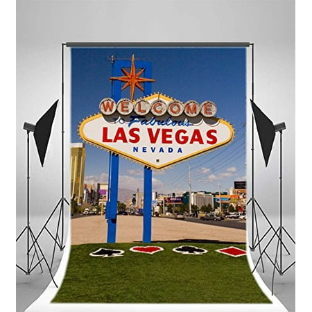 GreenDecor Polyester Fabric 5x7ft Photography Las Vegas Backdrop City Sign Design Logo Travel Theme Children Kids Baby Portraits Video Studio (Best Logo Design For Photography)