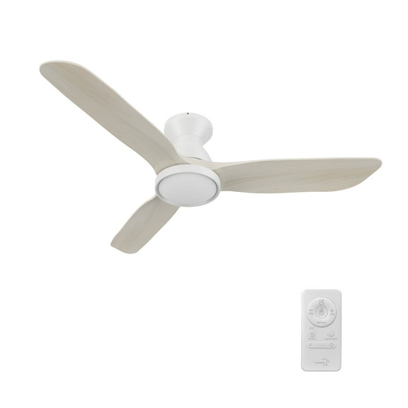 SMAAIR 52" Solid Wood Flush Mount Ceiling Fan with Remote and Dim Light