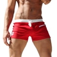 thumbnail image 1 of Bañador de ángulo plano para hombre, moderno, ajustado, con bolsillo horizontal frontal, de nailon de secado rápido, para aguas termales (rojo), 1 of 6