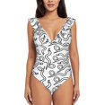 thumbnail image 2 of Yiaed Hand Drawn Snake Print Women's Ruffled One Piece Swimsuit V Neck Swimwear Slimming Monokini for Woman-X-Large, 2 of 8