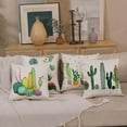 thumbnail image 2 of Summer Tropical Cactus Floral Decorative Throw Pillow Covers 18 x 18 inch Set of 4 Green Plants Flower Cotton Linen Burlap Square Outdoor Cushion Cover Pillow Case for Couch Car Sofa Bed Decor, 2 of 6