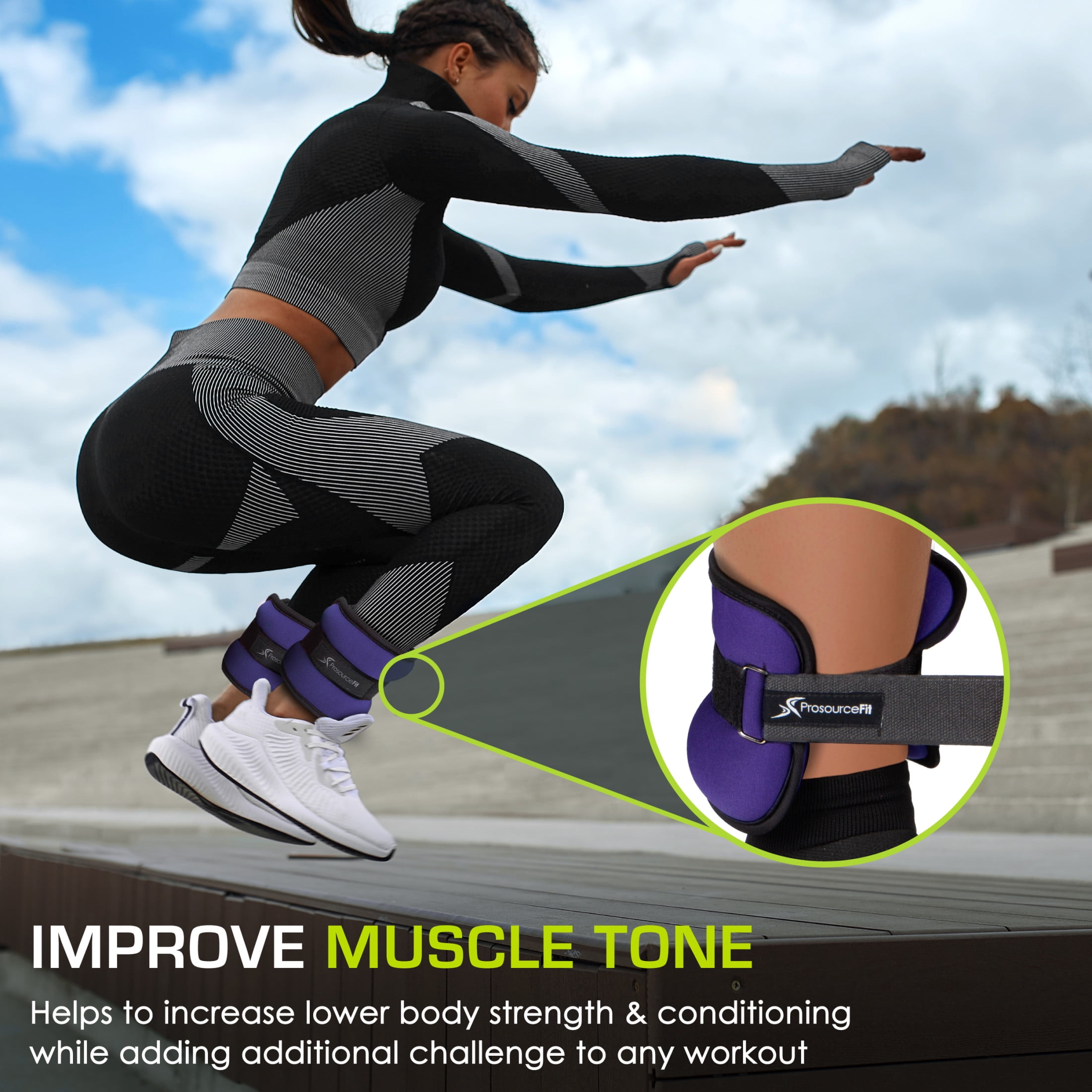 ProsourceFit Ankle Weights Set of 2 with Adjustable Comfort Fit