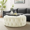 thumbnail image 6 of Modway Amour Tufted Button Large Round Performance Velvet Ottoman, White, 6 of 6