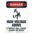 thumbnail image 1 of High Voltage Above Contact Will Cause Injury Or Death Sign, OSHA Danger Sign, (SI-3784) 10x7 Vinyl Sticker, 1 of 1