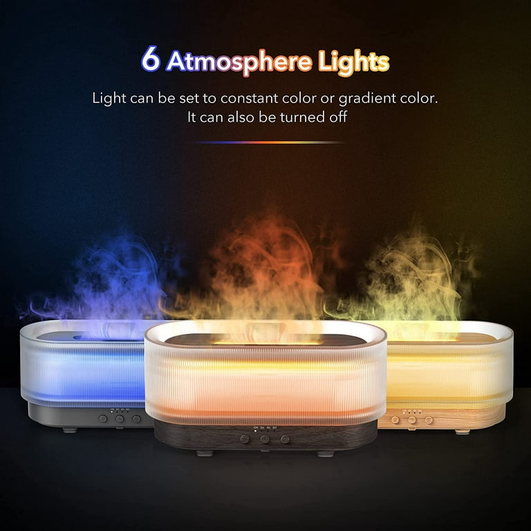 Sejoy Flame Aroma Diffuser Humidifier Colorful, 6 Colors Quiet Essential Oil Diffusers, 2-6 Hour Timer Fragrance Oil Diffuser for Home