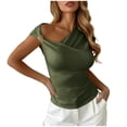 thumbnail image 2 of Pounoo Womens One Shoulder Tops Asymmetrical Solid Color Blouses Casual Slim Fit Lightweight Soft Comfy Party Wear Shirts Gift, 2 of 7