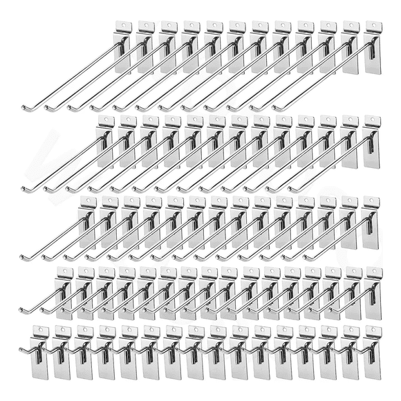 Gancho Blister Panel Ranurado Exhibipanel 20 cm 50 Piezas, Plata
