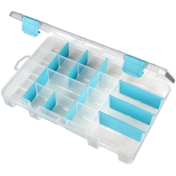 ArtBin, Anti Tarnish Box, 5 Fixed Compartments, Large Side Compartment, 12 Removable Aqua Dividers, Clear, Large, Beading and Jewlery Storage Case, 1 Piece, 6944AG