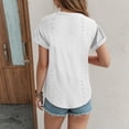 thumbnail image 6 of vigerkar Womens Tops Eyelet Embroidery Summer Spring Curved Hem 2025 Casual Short Sleeve Trendy T Shirts Beach Vacation Clothes White, XXL, 6 of 8