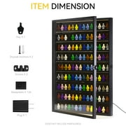 Minifigures Miniature Display Case Building Block Showcase Collectibles Mini Figure Wall Mount Wooden Display Cabinet With LED Light Lockable Shadow Box