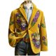 thumbnail image 2 of Ceisia Mardi Gras 3D Mask & Feather Embroidered Corduroy Blazer for Men, Relaxed Fit Festive Party Coat with Pockets Gifts, 2 of 6