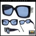thumbnail image 2 of Womens Classy Thick Plastic Square Rectangle Butterfly Designer Sunglasses [Navy - Black], 2 of 7