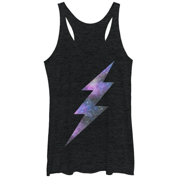 Women's Lost Gods Space Lightning Bolt  Racerback Tank Top Black Heather Medium