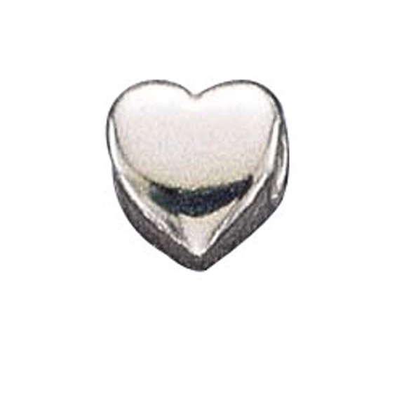 Sterling Silver 16" .8mm Box Chain High Polished Pendant Necklace Heart Spacer Bead