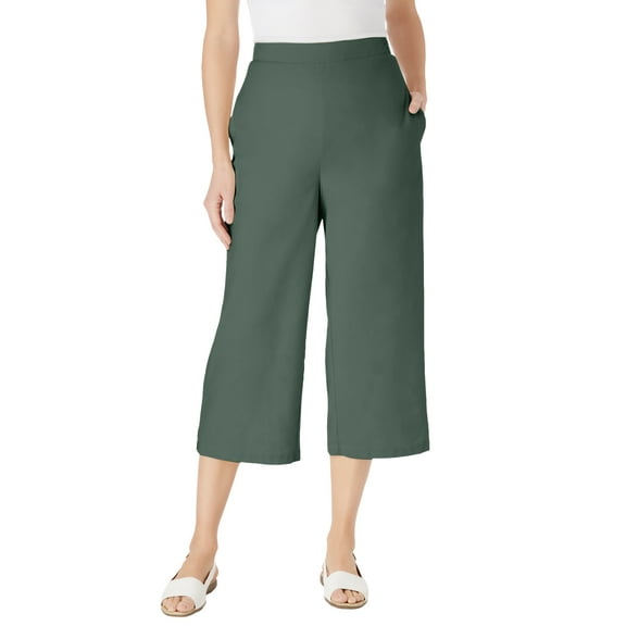 Woman Within Plus Size Linen Capri (Petite Available)