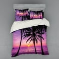 thumbnail image 2 of Ambesonne Tree Bedding Set 3 Pcs, Palms Silhouette Purple, Twin, Purple Black, 2 of 3