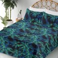 thumbnail image 3 of Ambesonne Palm Trees Fitted & Flat Sheet with Shams 4 Pcs Set, Psychedelic Trippy Woods, Full, Shamrock Green Sea Blue, 3 of 5