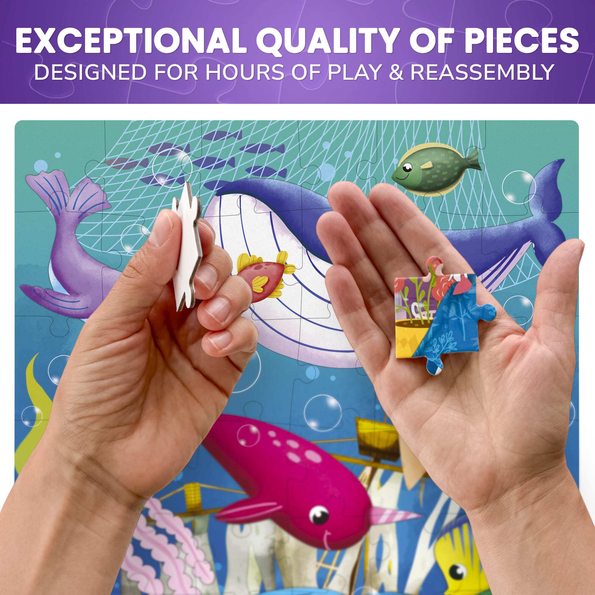 QUOKKA 4 x 48 Pieces Jigsaw Puzzles for Toddlers 4-6 – Animal & Nature Themes, Learning Toy for Kids