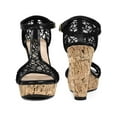 thumbnail image 2 of Perphy Open Toe Lace Platform Wedges Heel Sandals for Women Black 7, 2 of 7