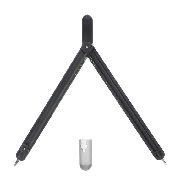 WORGEOUS Student Geometry Compass Metal Circle Drawing Tool with Radius Scale for Precision Work in Math, Woodworking, and Drafting Projects Black