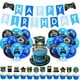 thumbnail image 5 of Conjunto de decoración de fondo para fiesta de cumpleaños con temática de la serie azul, globo de látex con bandera y letras, 5 of 6