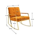 thumbnail image 7 of Accent Rocking Chair, Modern Tufted Nursery Glider Rocker Chair, Velvet Upholstered Armchair with Golden Metal Legs Leisure Rocking Chair for Bedroom Living Room, Orange, 7 of 7