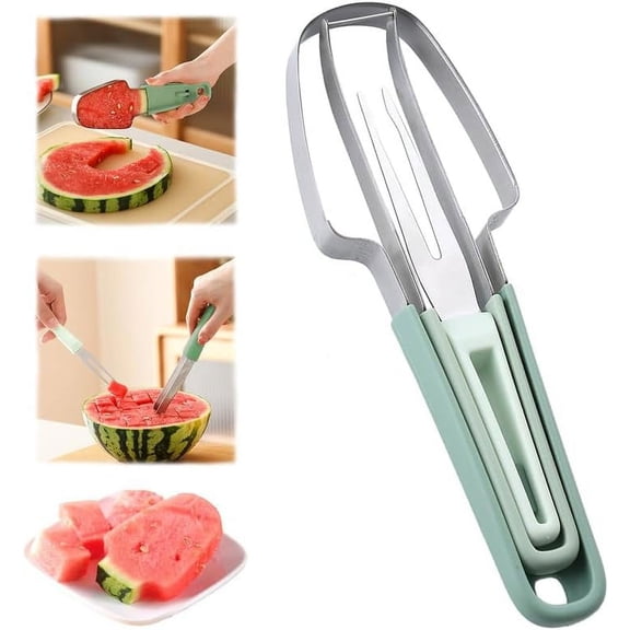 Suuker Watermelon Cutter Slicer, 3-in-1 Watermelon Cutter Slicer Tool, Stainless Steel Watermelon Popsicle Cutter Watermelon Fork Slicer Cutter Melon Cutter Watermelon Knife Fruit Cutter