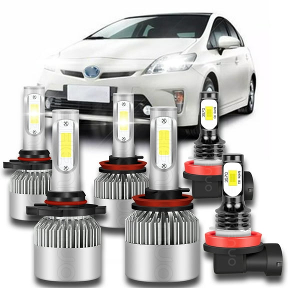 For Toyota Prius 2010-2015 LED Headlight High Low Beam   Fog Light Bulbs Combo Kit 6pcs