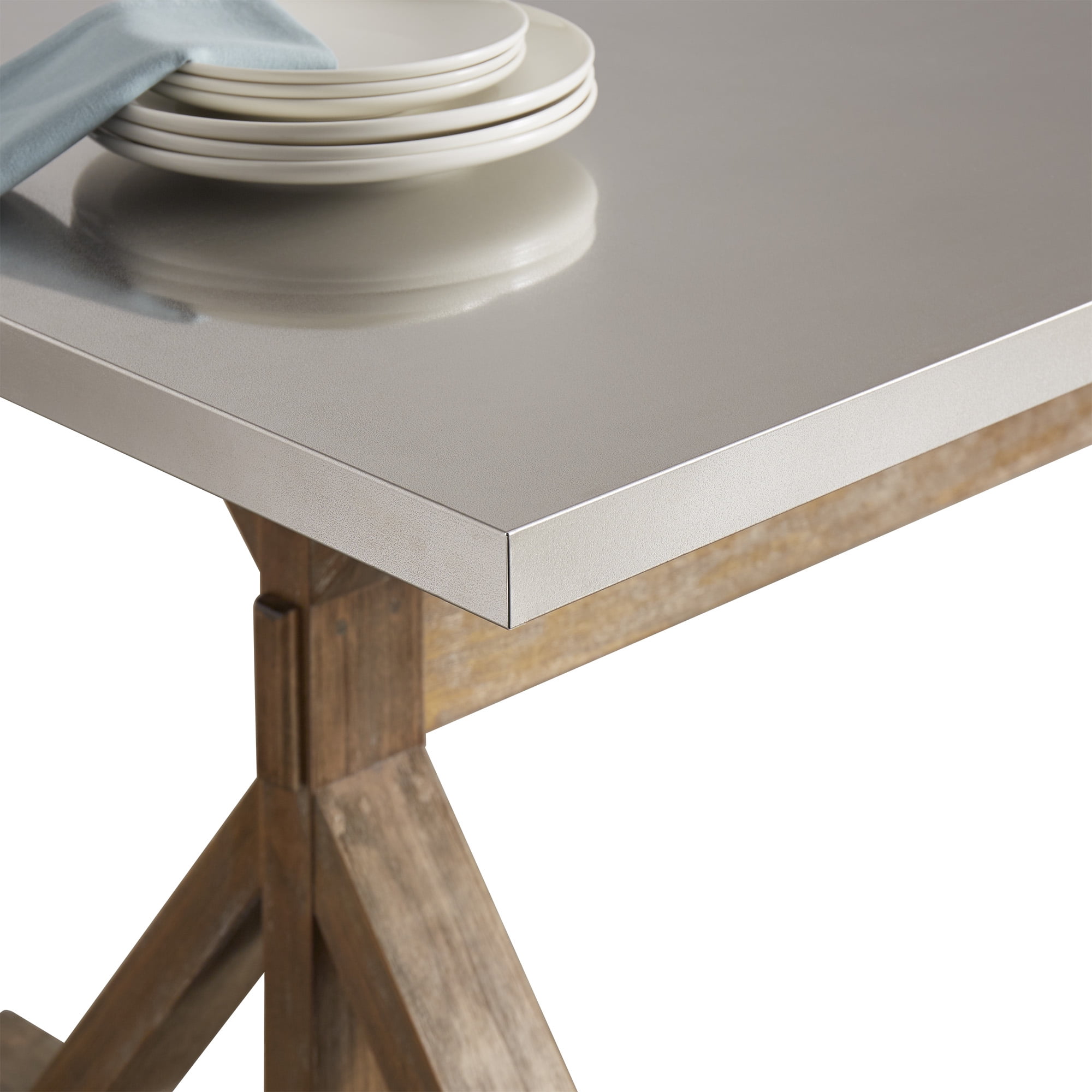 Buy Weston Home Janelly Rectangular Stainless Steel Top Dining Table