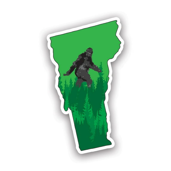 Vermont State Shaped Bigfoot Sasquatch Sticker Decal Self Adhesive