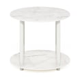 thumbnail image 3 of Furinno Turn-N-Tube Simple Design 2-Tier Round Wooden Coffee Table, Marble White, 3 of 6